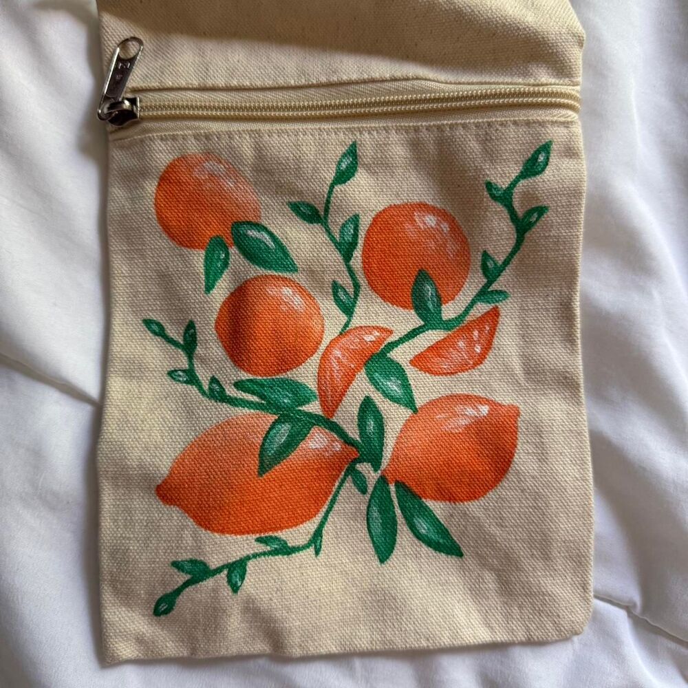 Women's multi Bag crossbody hand painted oranges bag